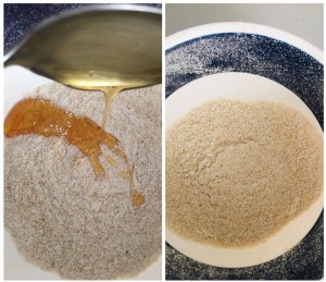 نمزج الشوفان المطحون مع العسل